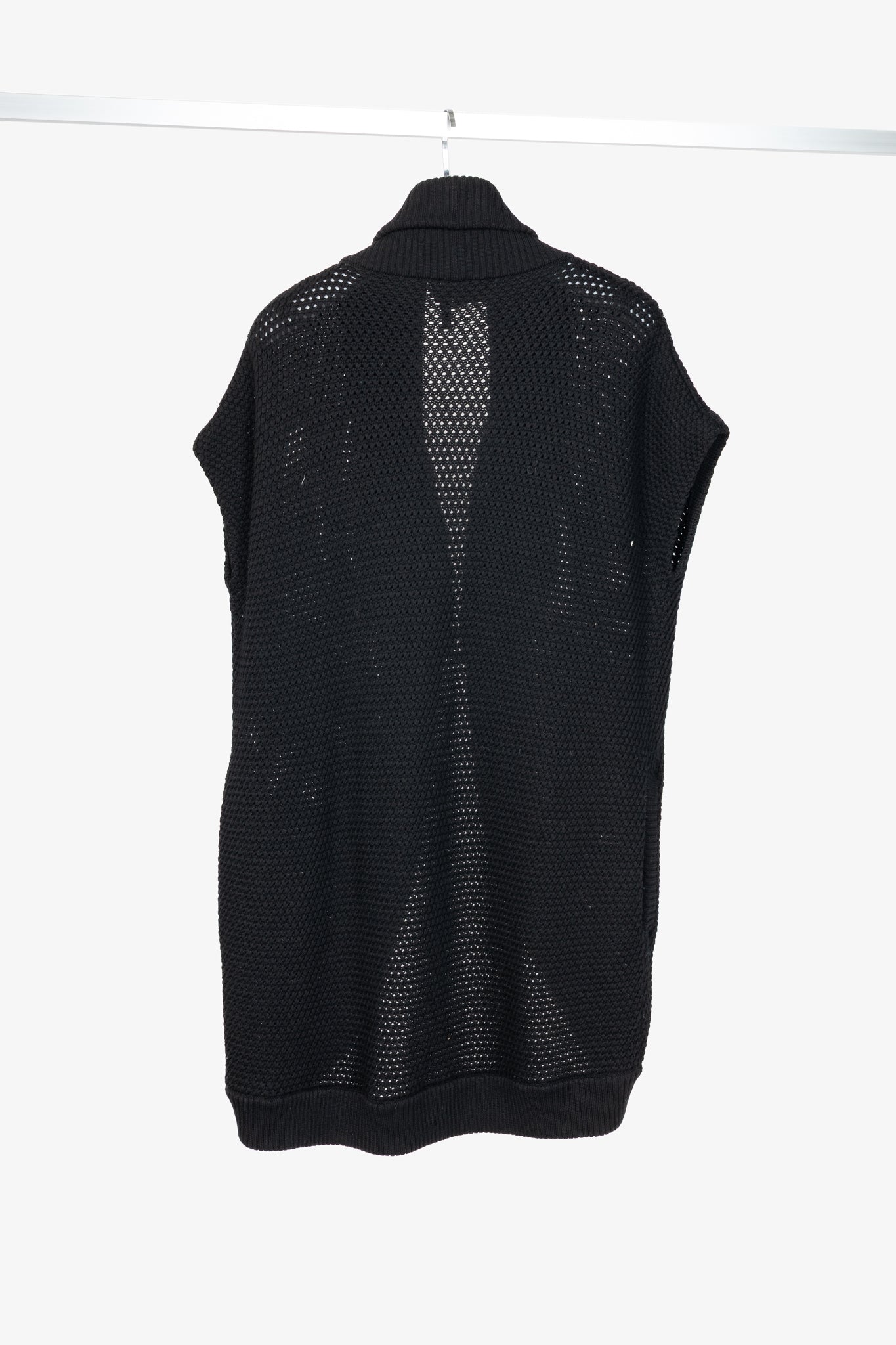 Salvatore Ferragamo Black Wool Gancino-Closure Sleeveless Cardigan