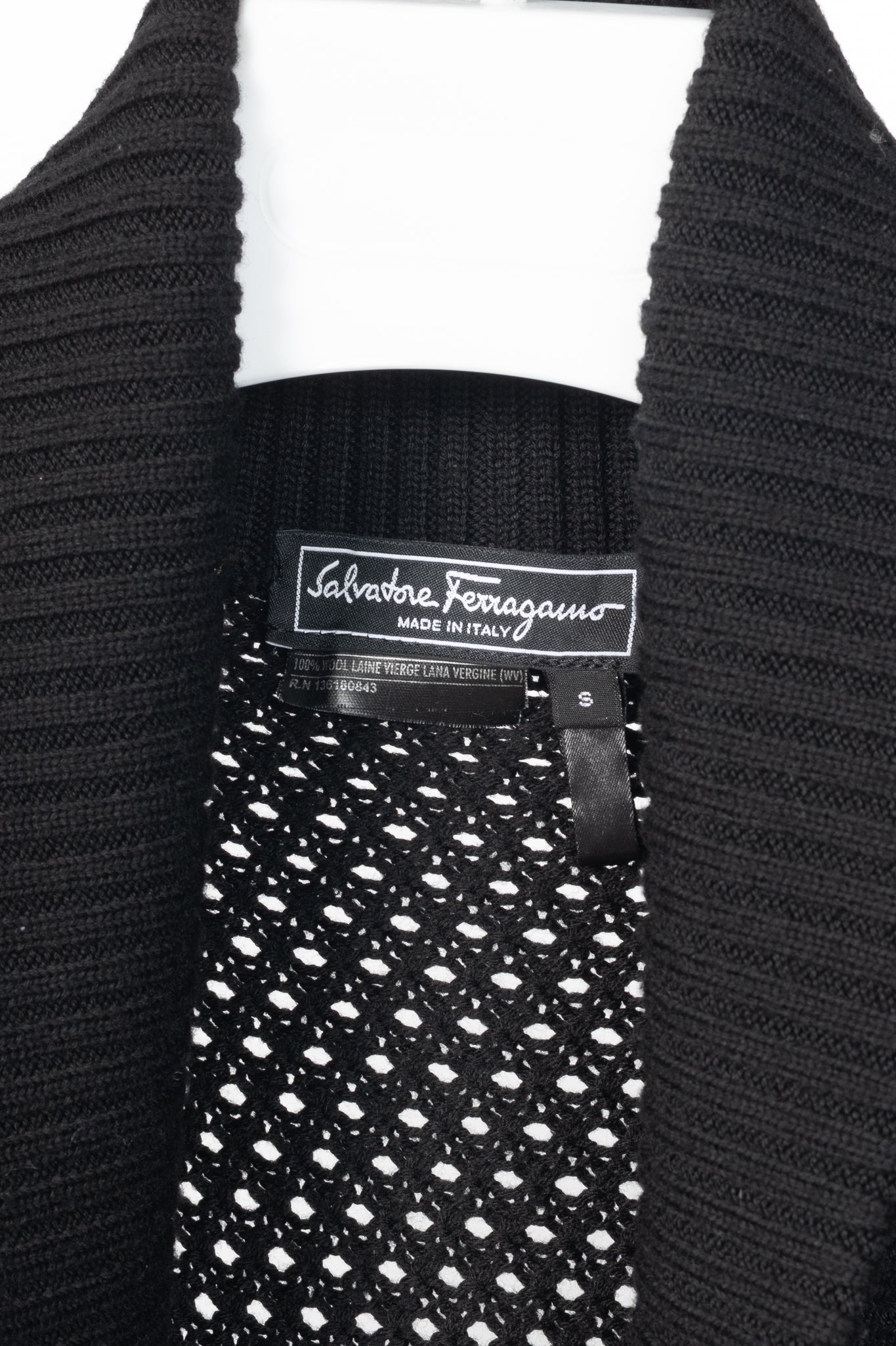 Salvatore Ferragamo Black Wool Gancino-Closure Sleeveless Cardigan