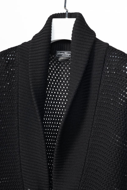 Salvatore Ferragamo Black Wool Gancino-Closure Sleeveless Cardigan
