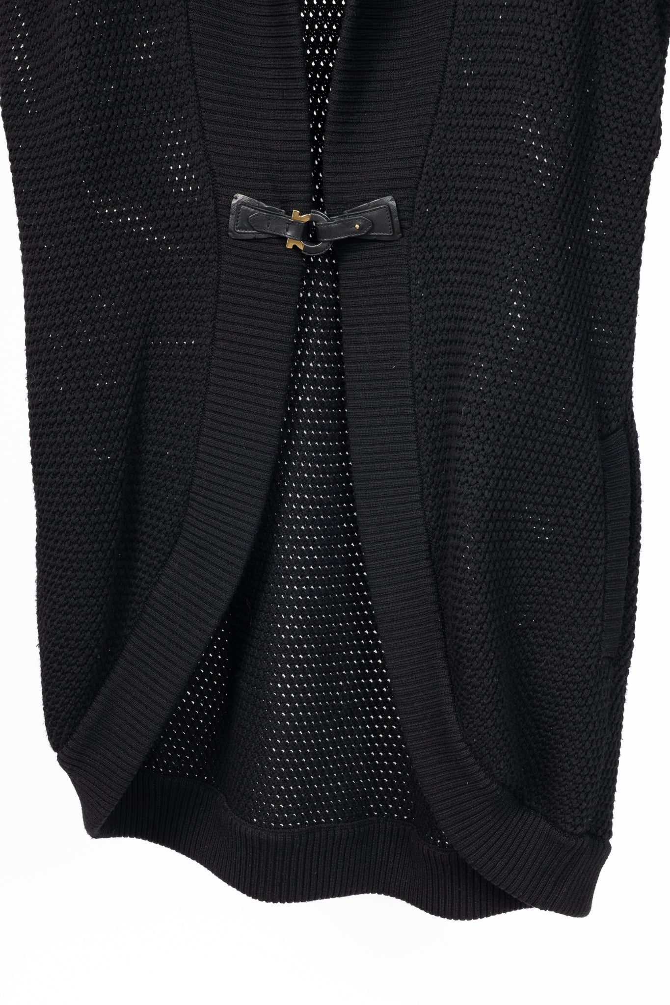Salvatore Ferragamo Black Wool Gancino-Closure Sleeveless Cardigan
