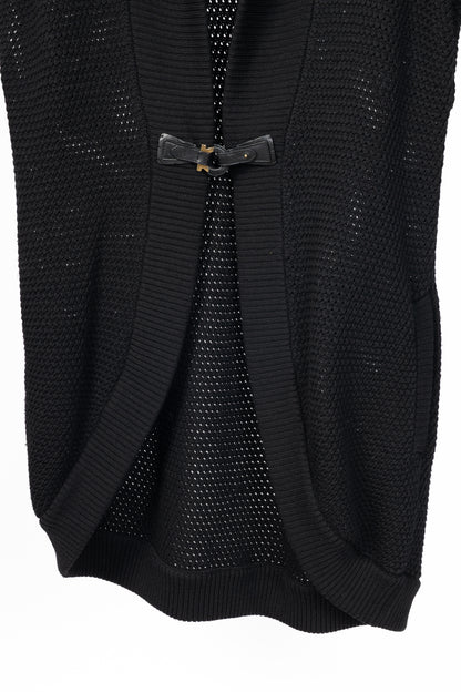 Salvatore Ferragamo Black Wool Gancino-Closure Sleeveless Cardigan