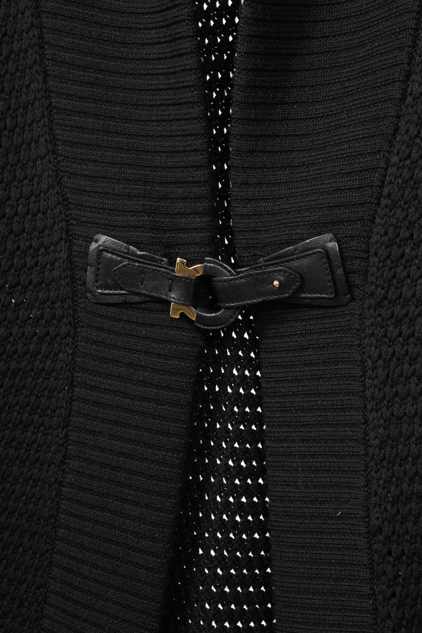 Salvatore Ferragamo Black Wool Gancino-Closure Sleeveless Cardigan