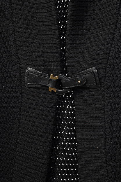 Salvatore Ferragamo Black Wool Gancino-Closure Sleeveless Cardigan
