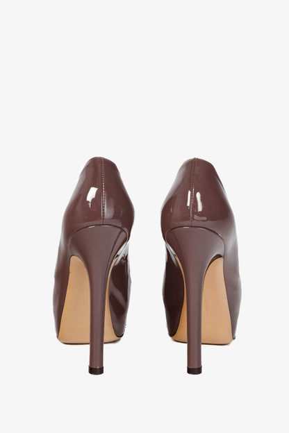 Salvatore Ferragamo Trilly Purple Patent Leather Vara-Bow Platform Pumps
