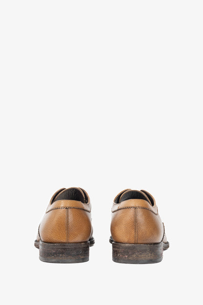 Salvatore Ferragamo Tan Leather Wingtip Lace-Up Oxfords