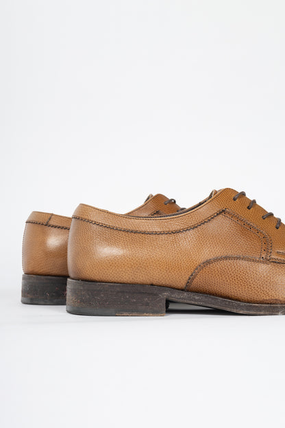 Salvatore Ferragamo Tan Leather Wingtip Lace-Up Oxfords