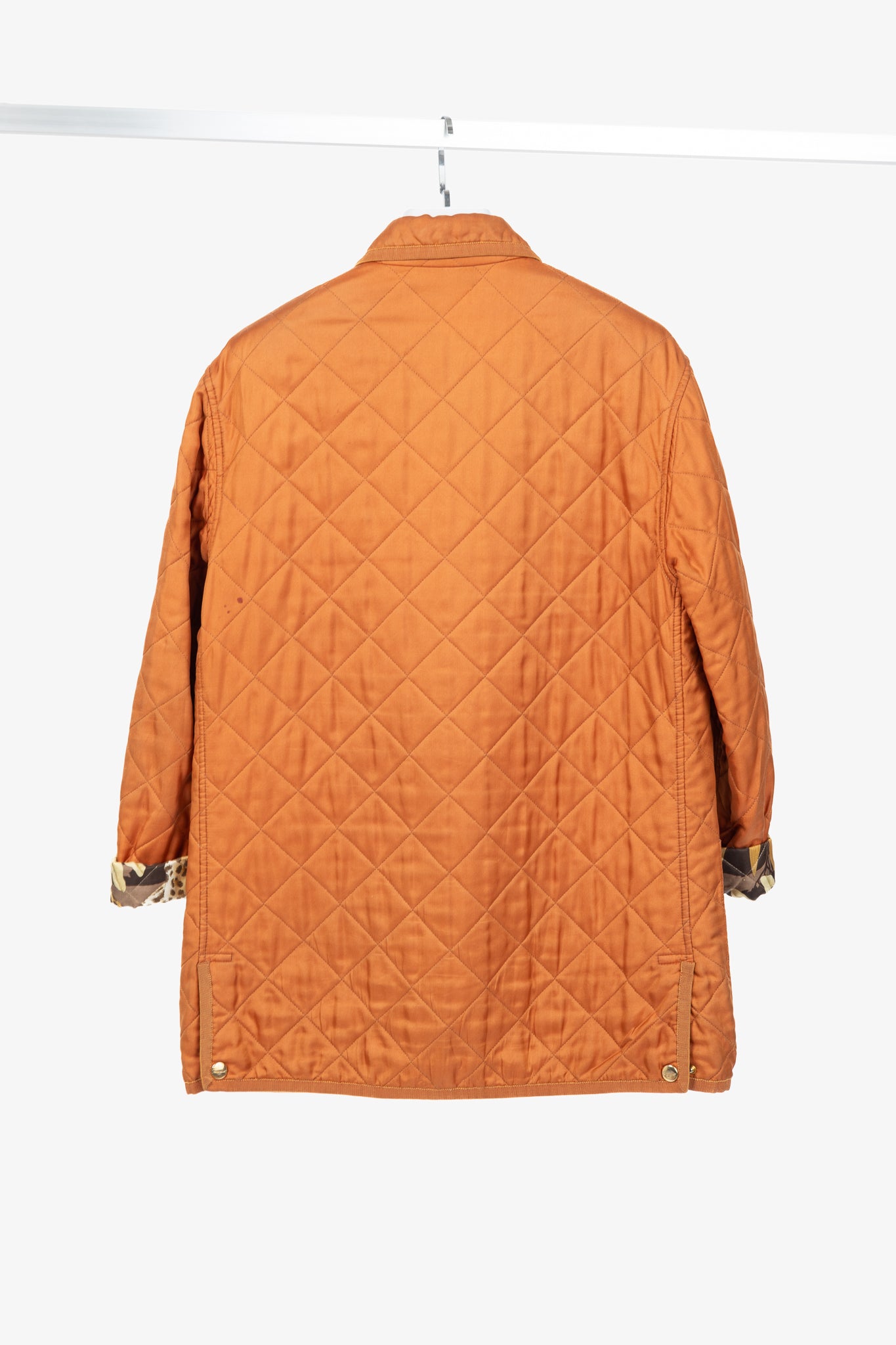 Salvatore Ferragamo Vintage 90's Orange Silk Quilted Coach Jacket
