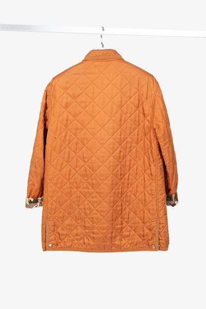 Salvatore Ferragamo Vintage 90's Orange Silk Quilted Coach Jacket