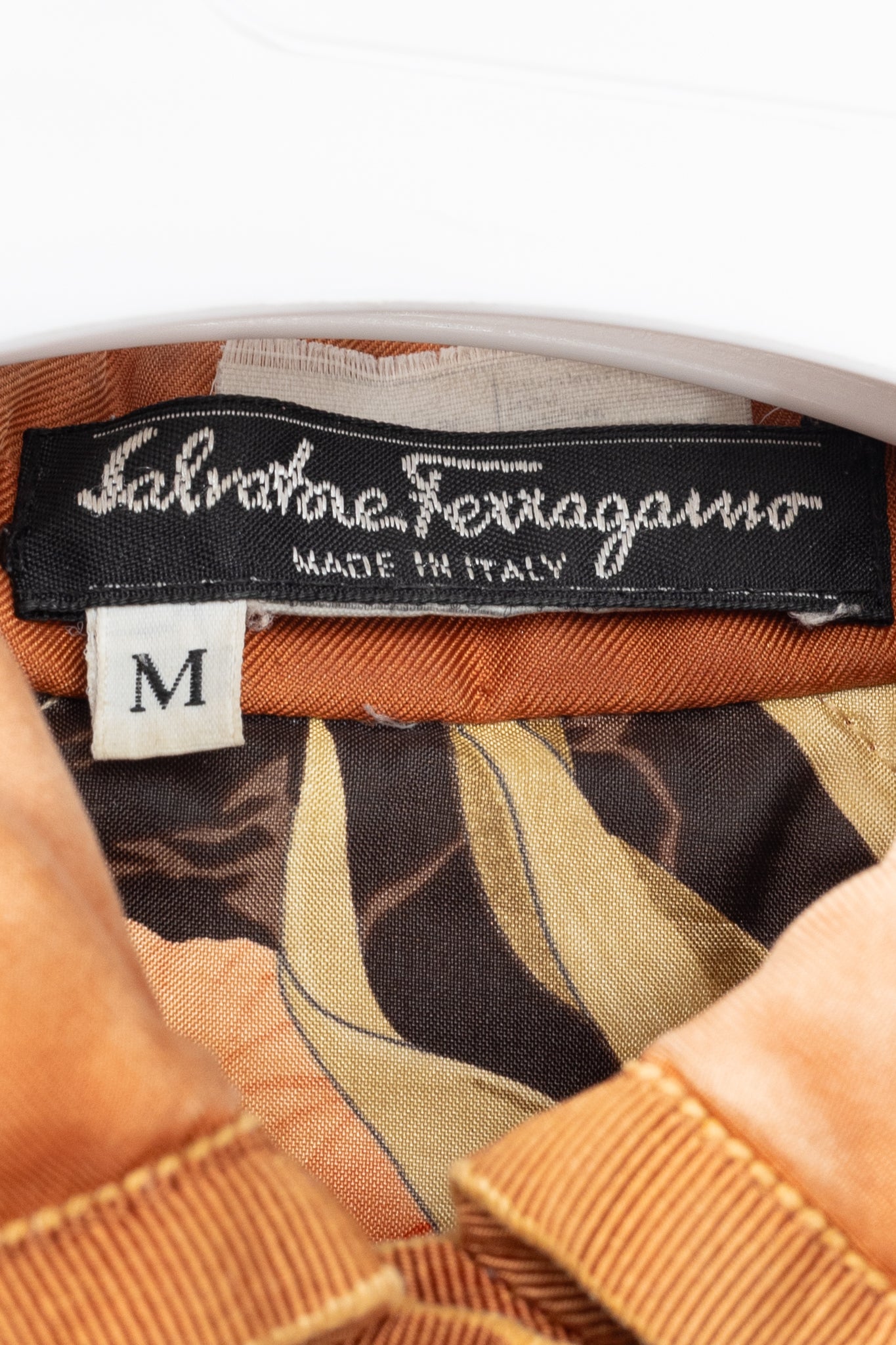 Salvatore Ferragamo Vintage 90's Orange Silk Quilted Coach Jacket