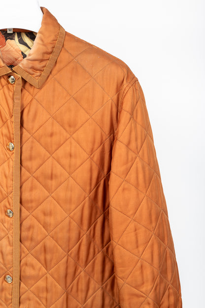 Salvatore Ferragamo Vintage 90's Orange Silk Quilted Coach Jacket