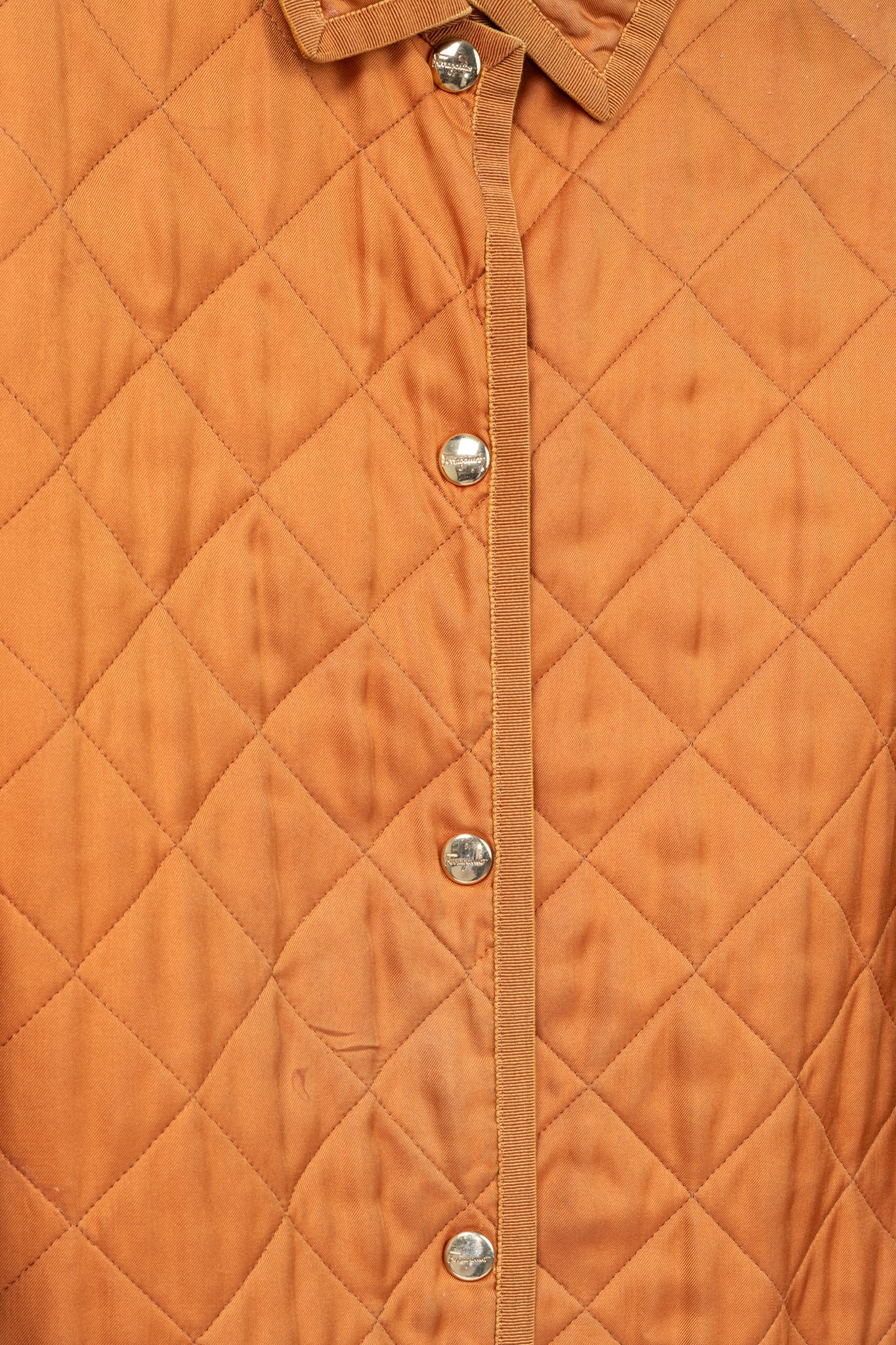 Salvatore Ferragamo Vintage 90's Orange Silk Quilted Coach Jacket