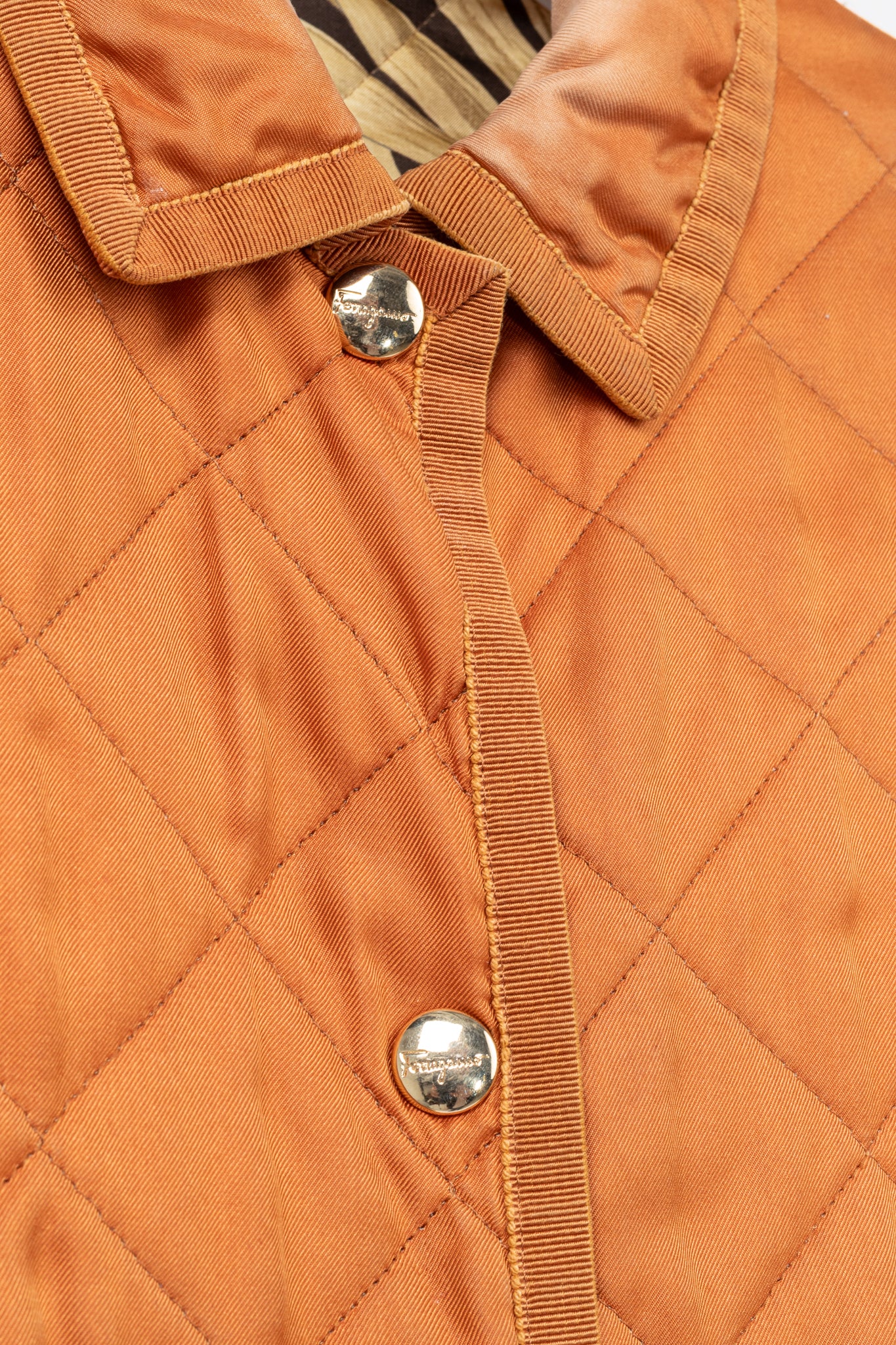 Salvatore Ferragamo Vintage 90's Orange Silk Quilted Coach Jacket