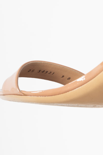 Salvatore Ferragamo Tursi Nude Patent Leather Floral-Tie Sandals