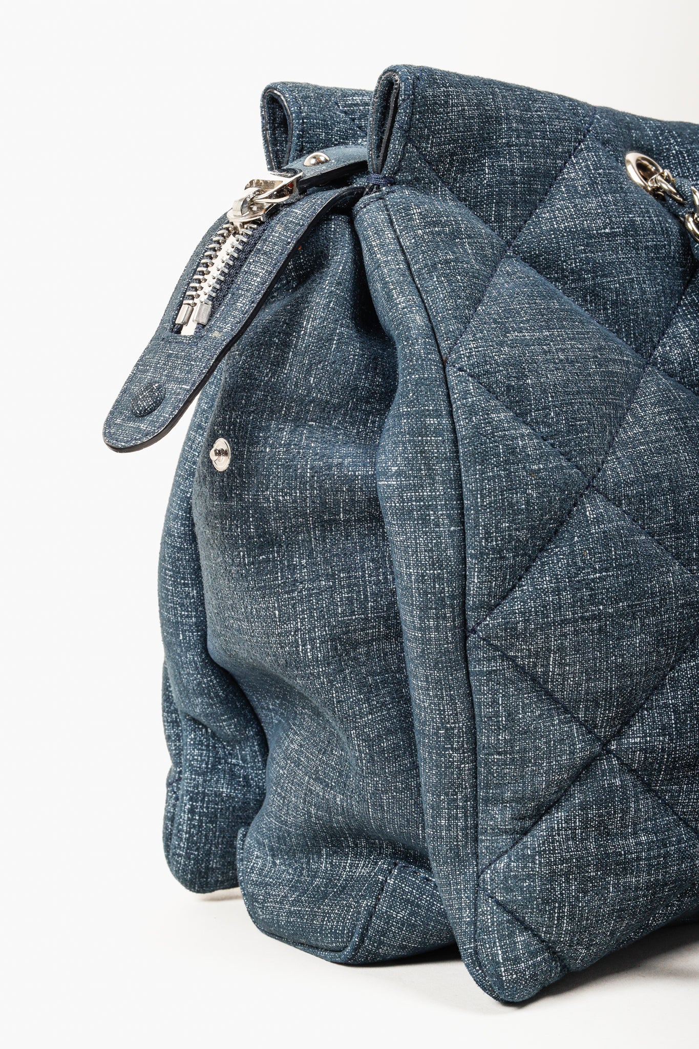 Ferragamo Blue Quilted Ginette Shoulder Bag