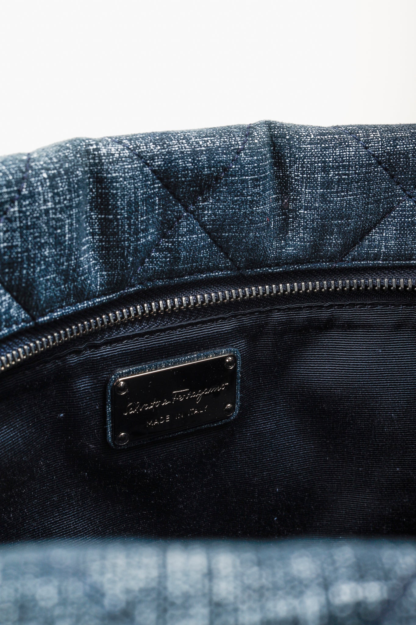 Ferragamo Blue Quilted Ginette Shoulder Bag