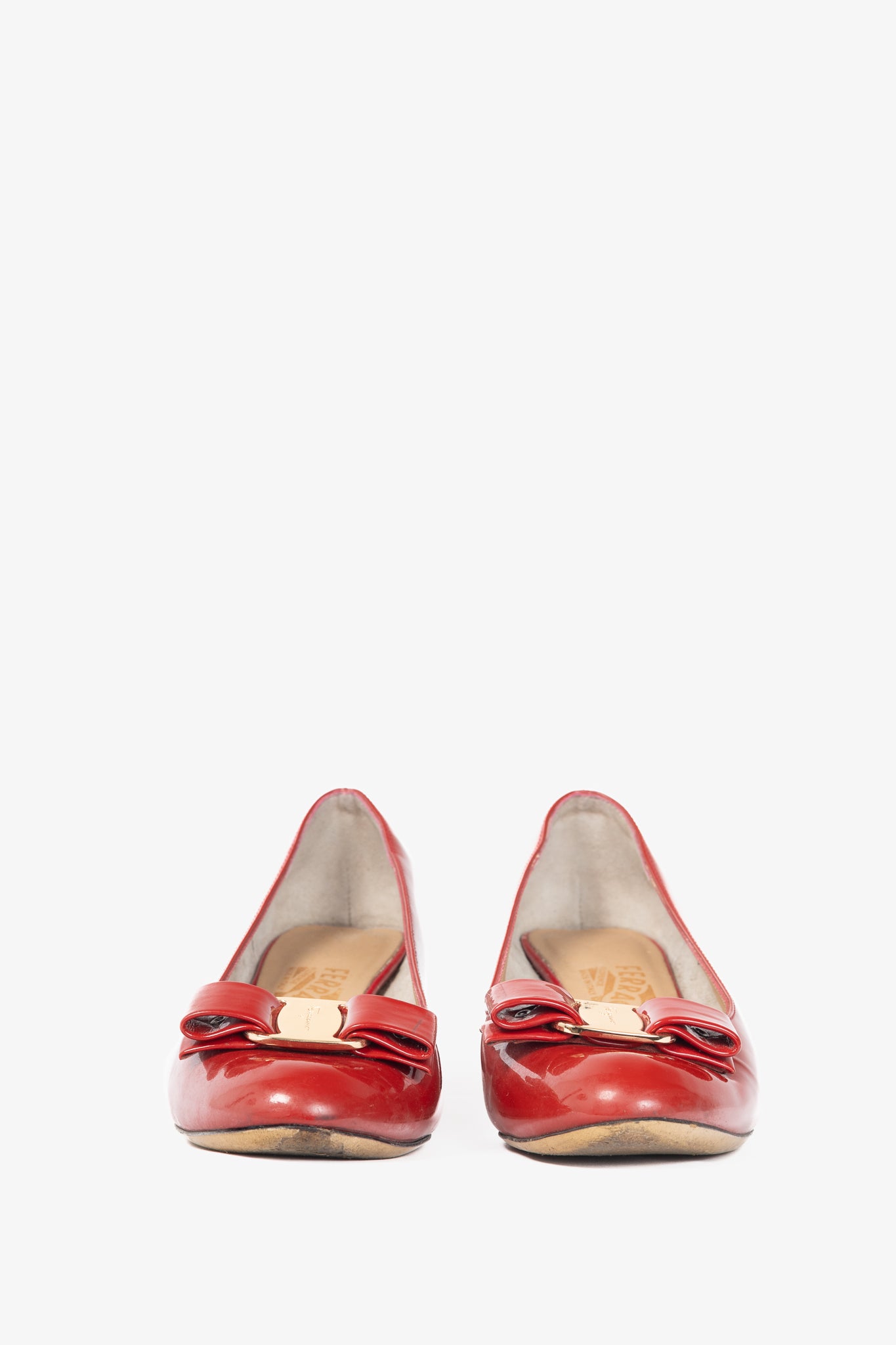 Salvatore Ferragamo Vara Red Patent-Leather Bow Pumps