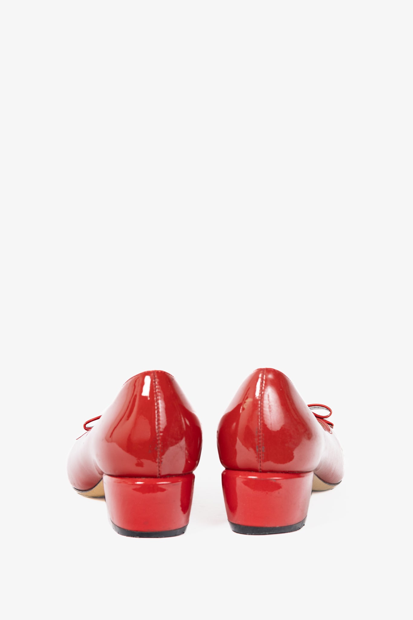 Salvatore Ferragamo Vara Red Patent-Leather Bow Pumps