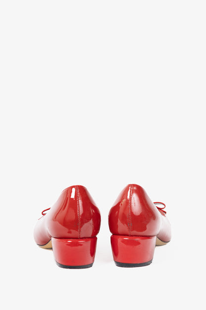 Salvatore Ferragamo Vara Red Patent-Leather Bow Pumps