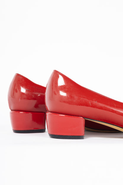 Salvatore Ferragamo Vara Red Patent-Leather Bow Pumps