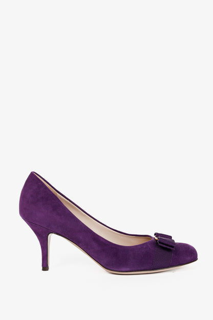 Salvatore Ferragamo Purple Suede Vara-Bow Pumps