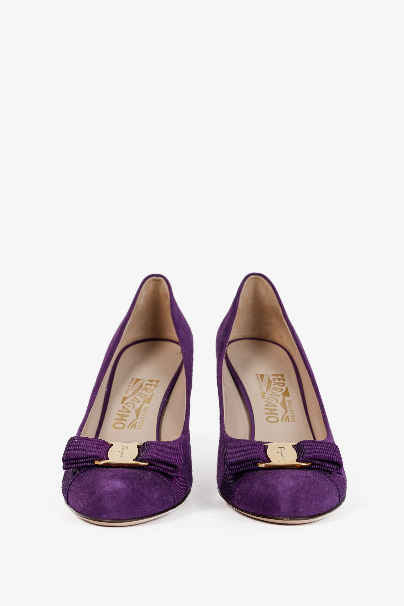 Salvatore Ferragamo Purple Suede Vara-Bow Pumps