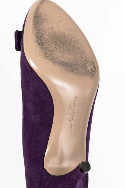 Salvatore Ferragamo Purple Suede Vara-Bow Pumps