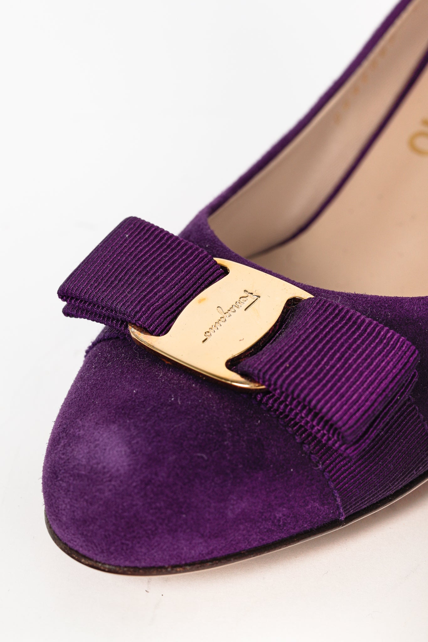 Salvatore Ferragamo Purple Suede Vara-Bow Pumps