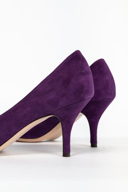 Salvatore Ferragamo Purple Suede Vara-Bow Pumps