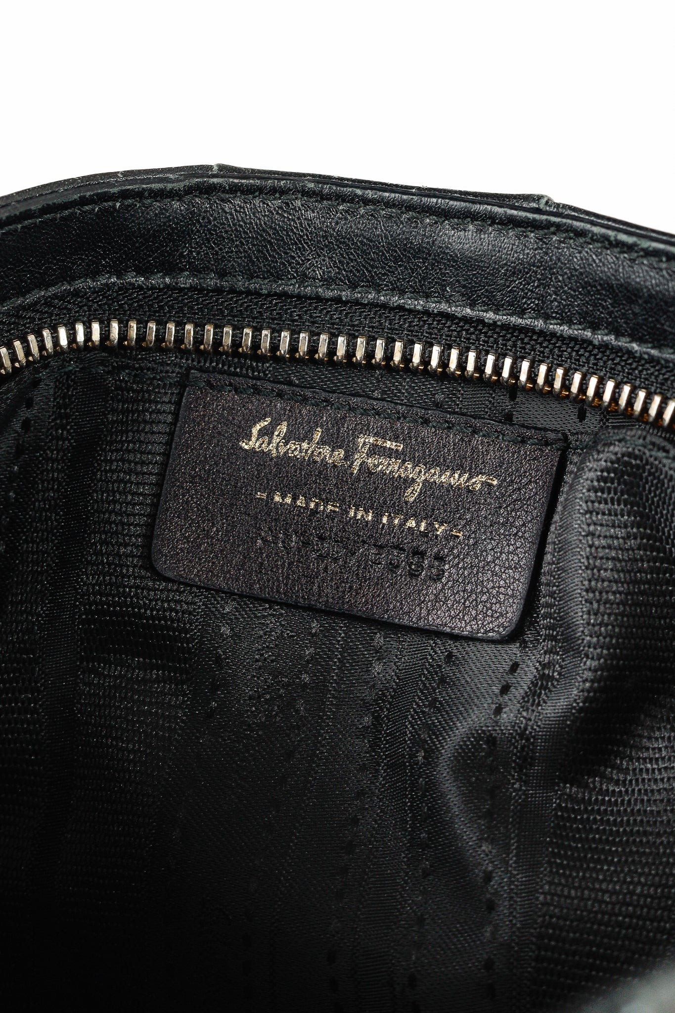 Salvatore Ferragamo Black Leather Gancini-Clasp Chain Pochette