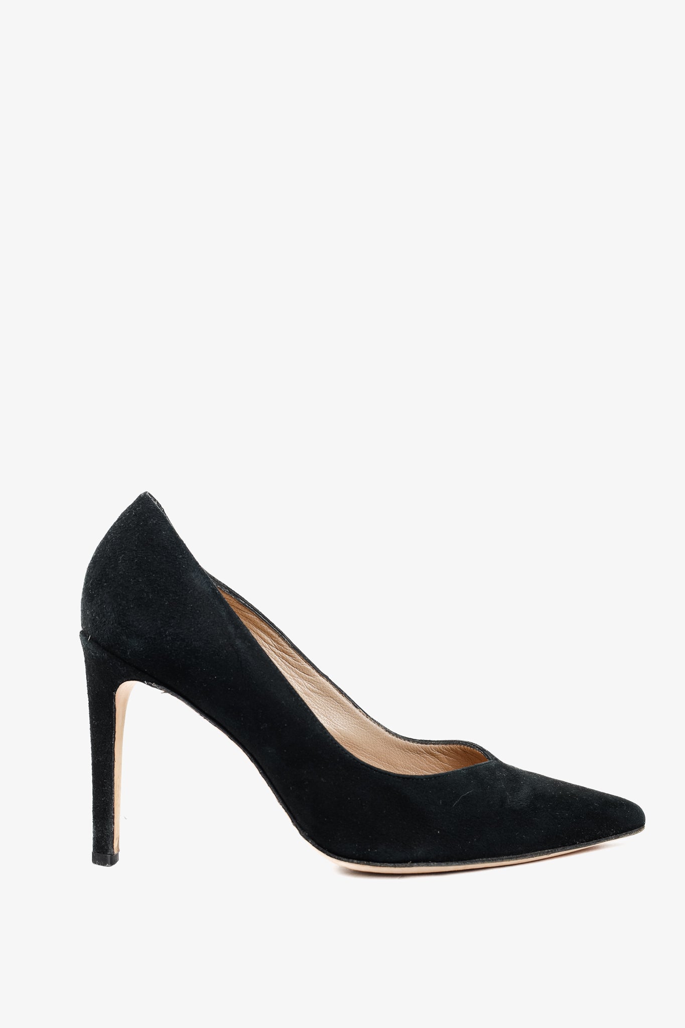 Sandro Black Suede V-Cut Pointed-Toe Pumps