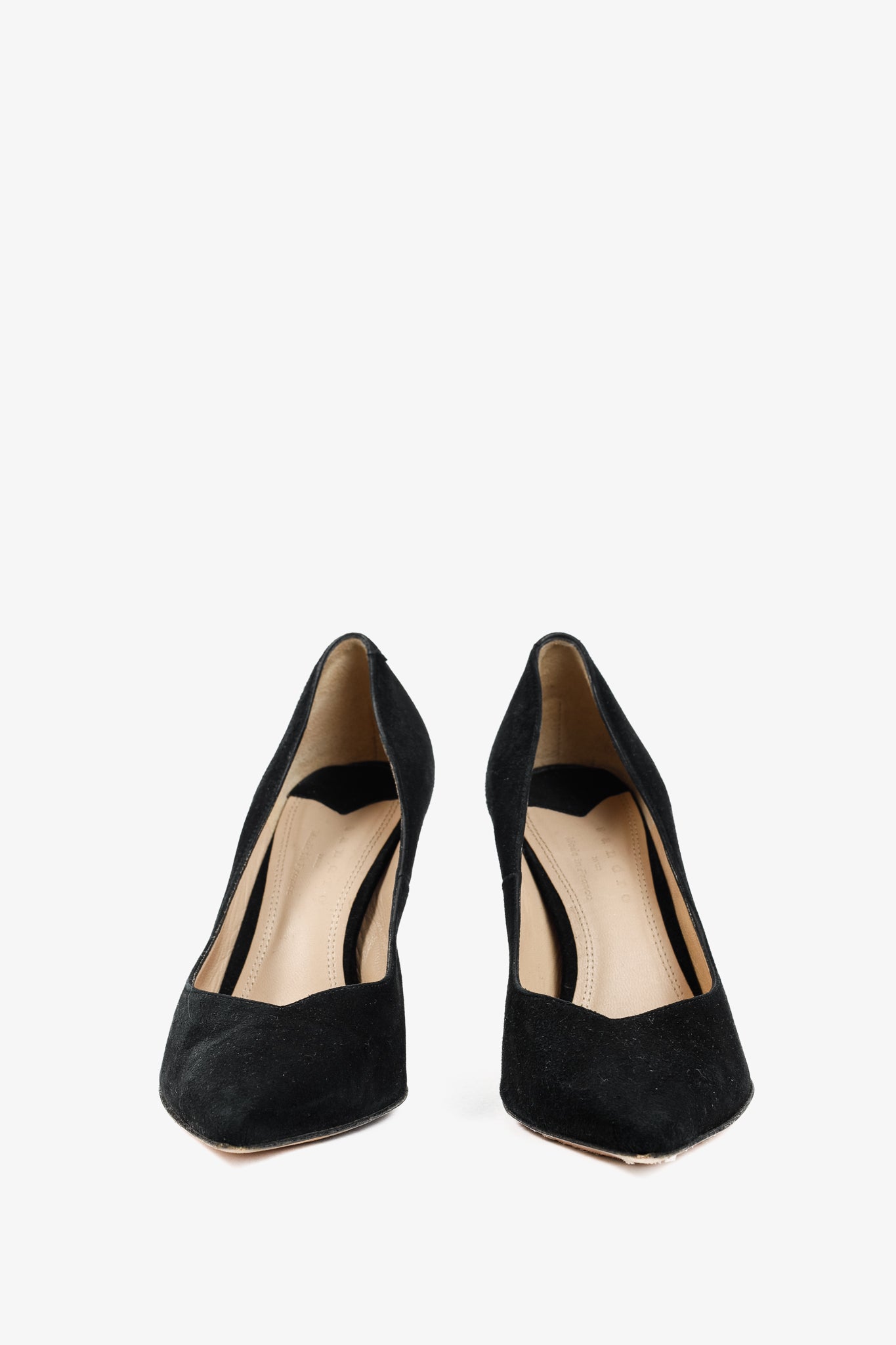Sandro Black Suede V-Cut Pointed-Toe Pumps
