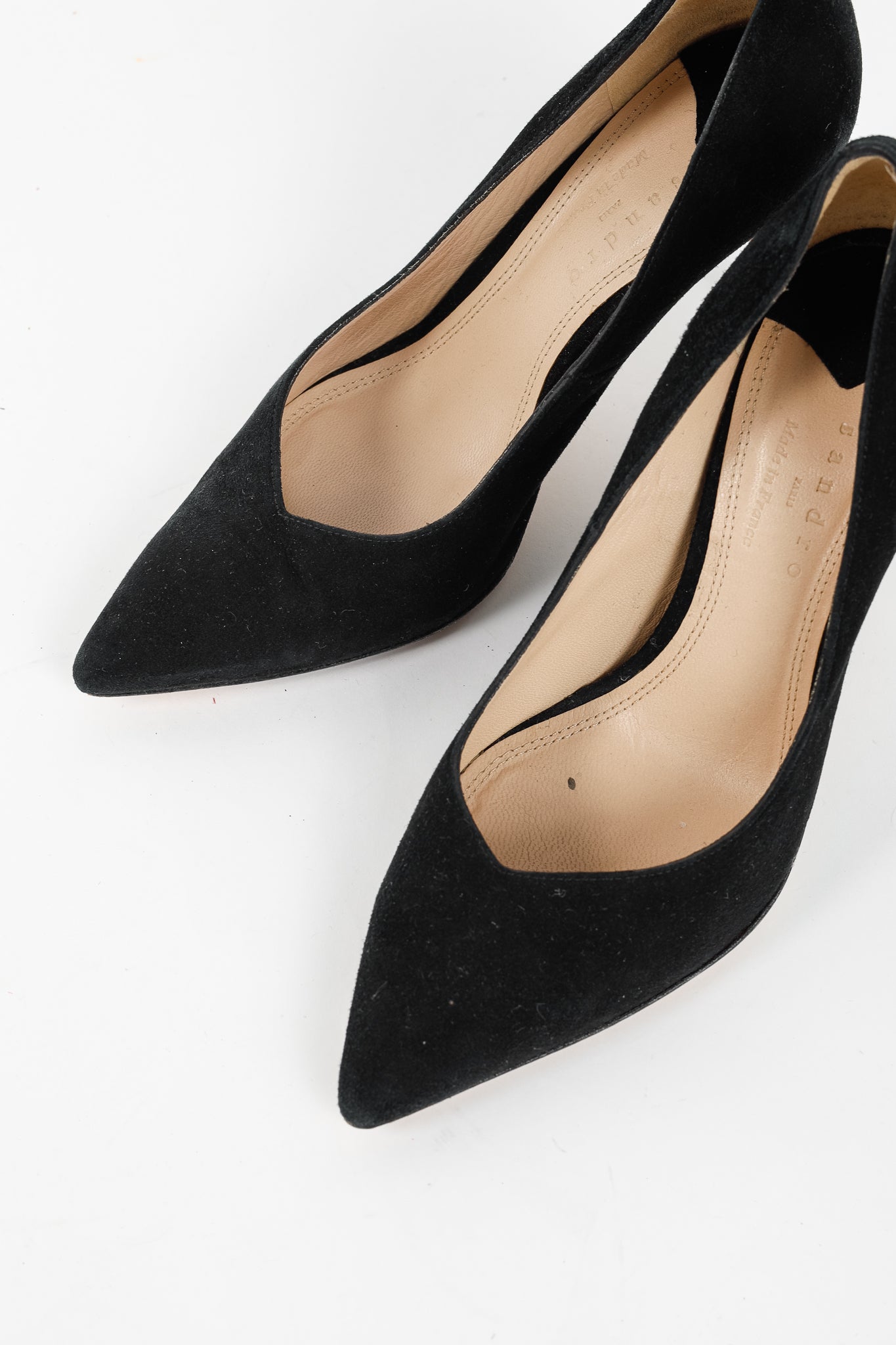 Sandro Black Suede V-Cut Pointed-Toe Pumps