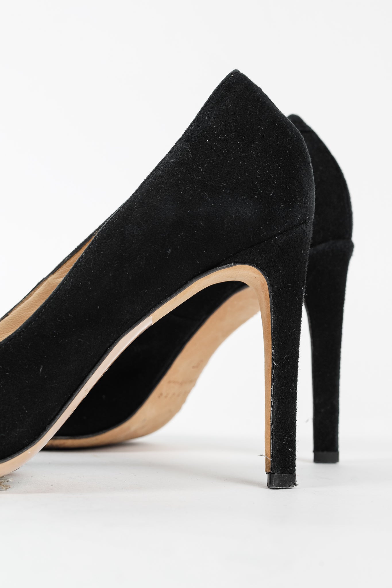 Sandro Black Suede V-Cut Pointed-Toe Pumps