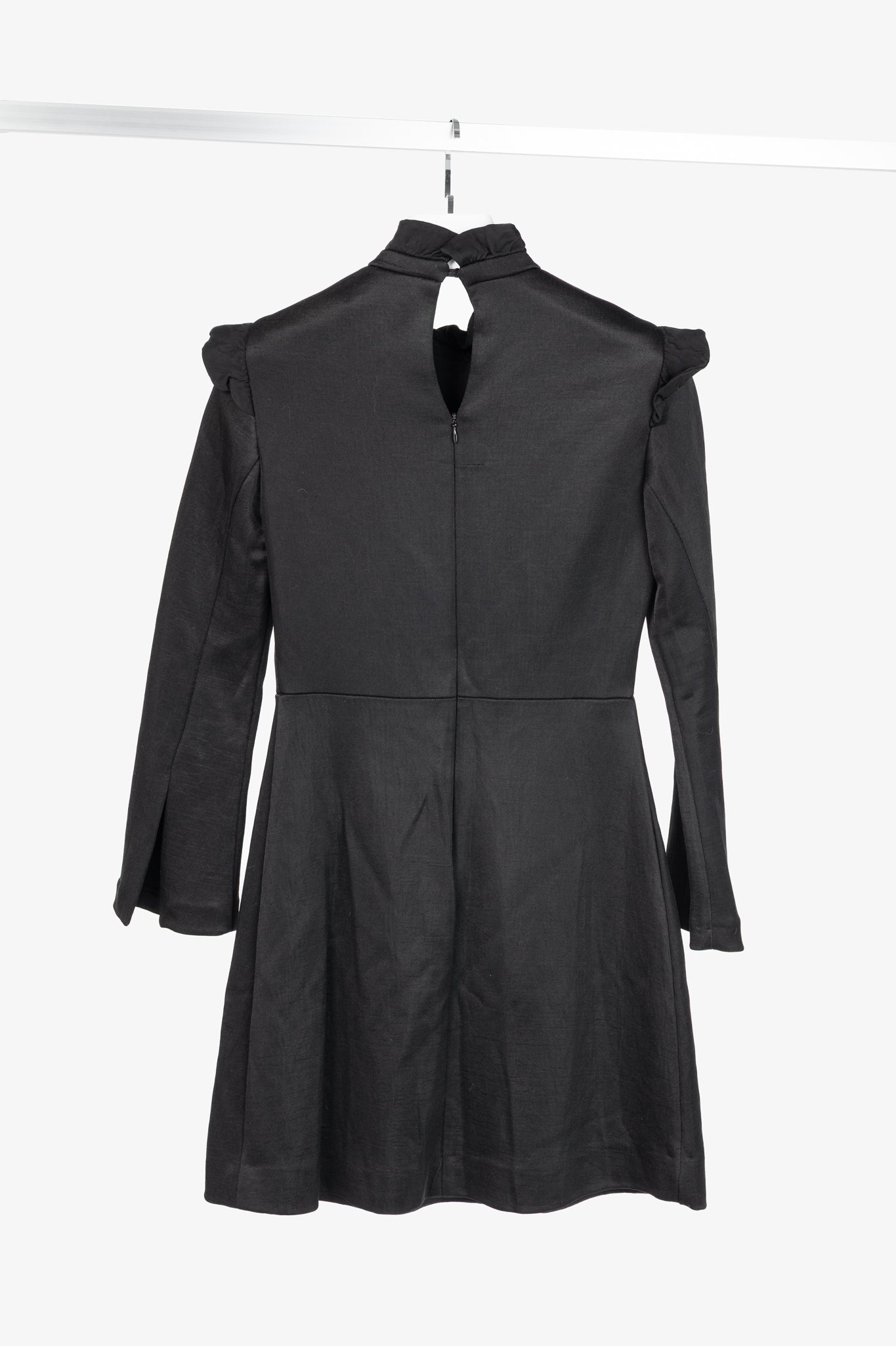 Sandro AW/17 Black Frilled-Trims Woven Mini Dress