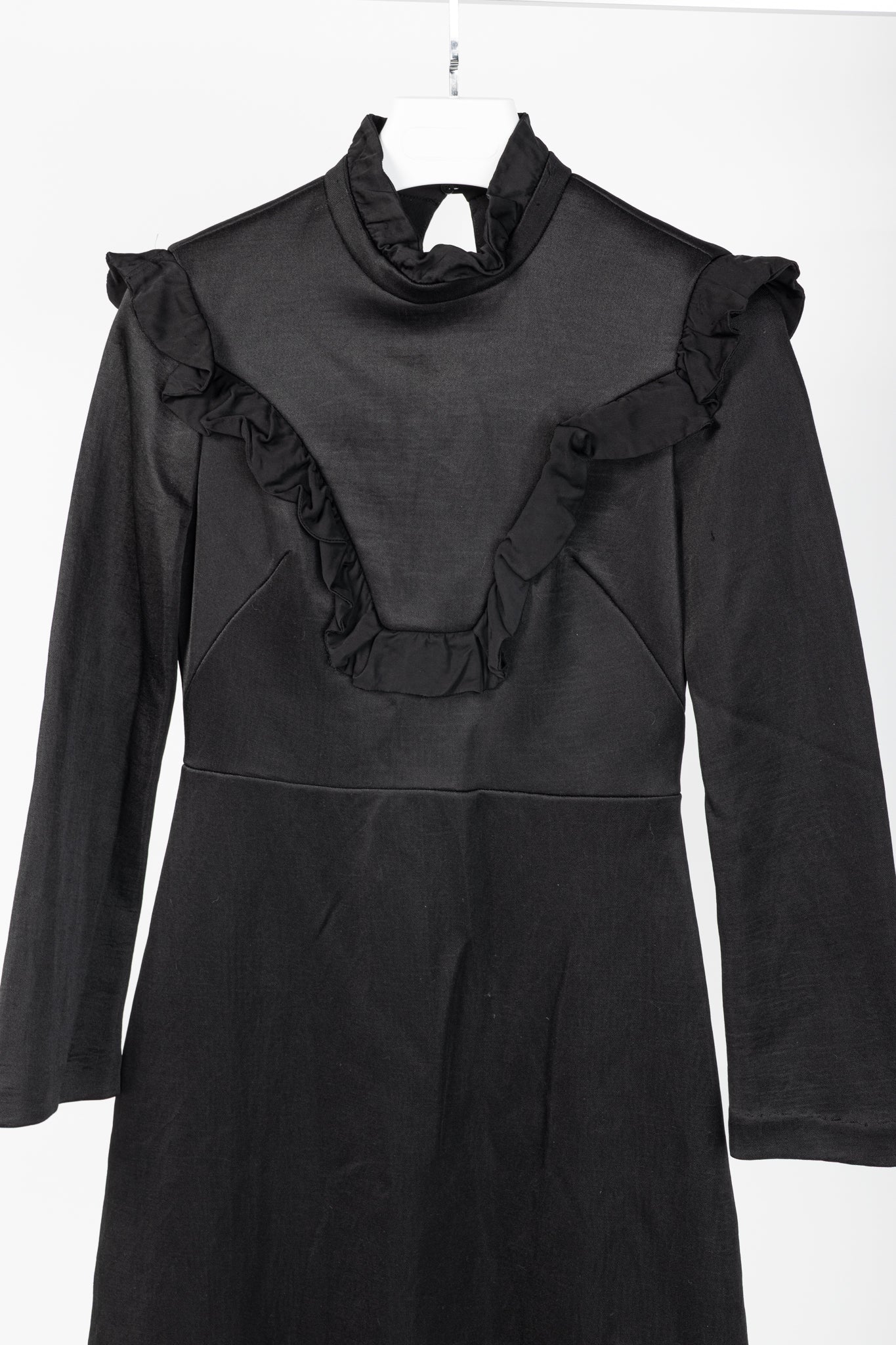 Sandro AW/17 Black Frilled-Trims Woven Mini Dress