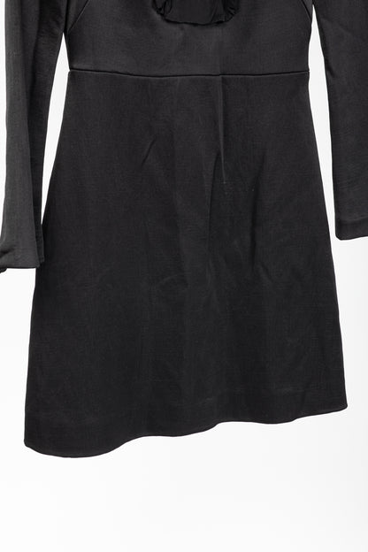Sandro AW/17 Black Frilled-Trims Woven Mini Dress