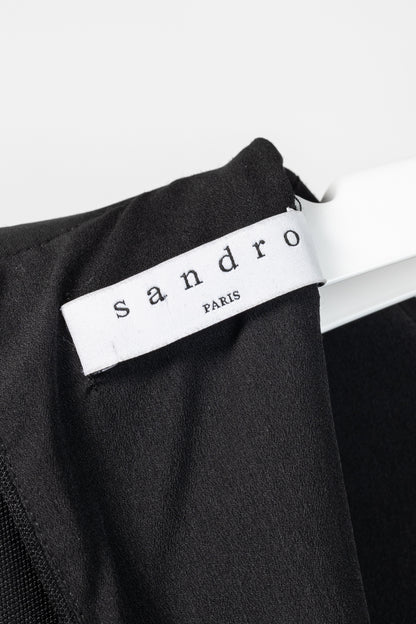 Sandro AW/17 Black Frilled-Trims Woven Mini Dress