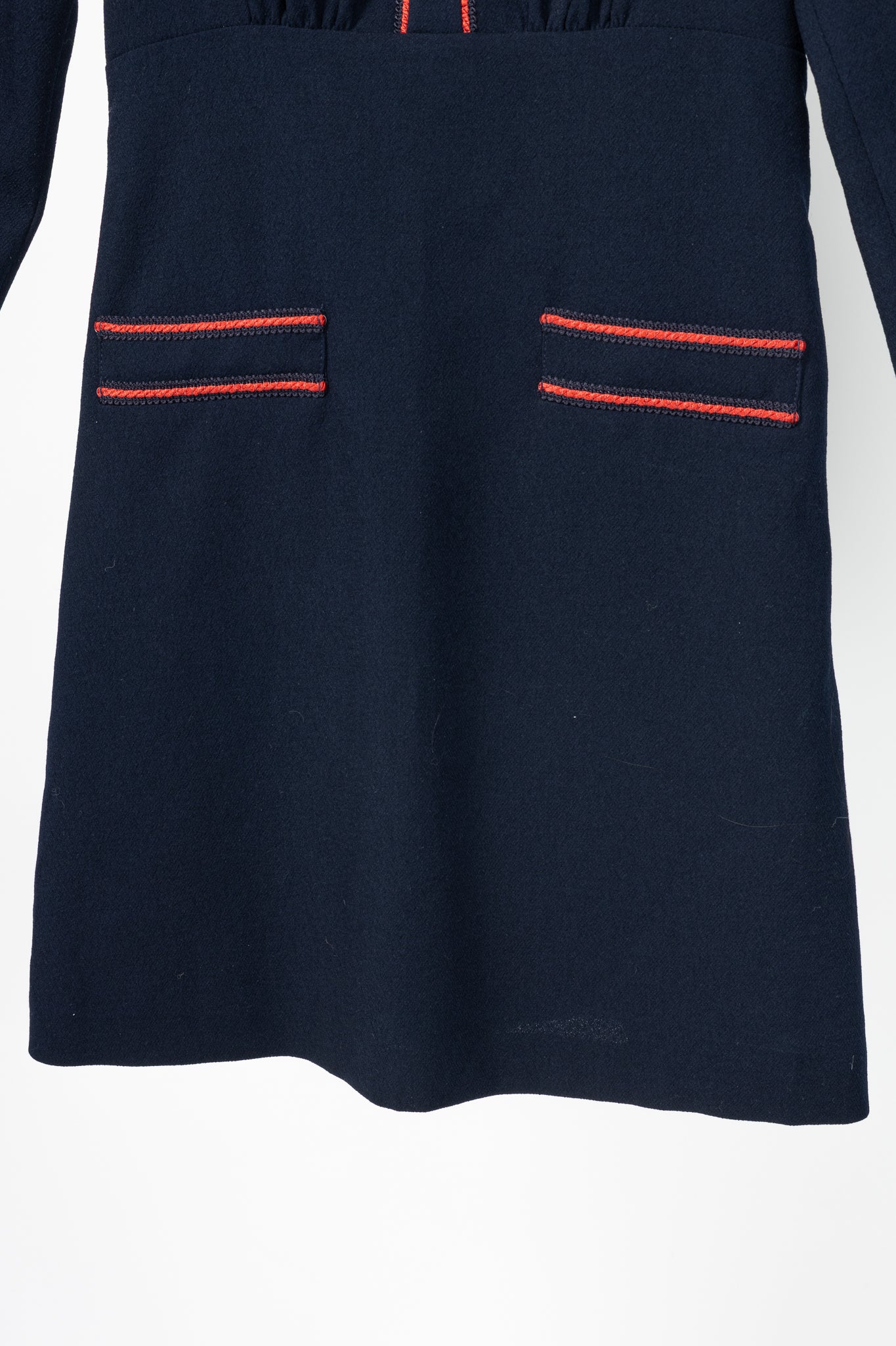 Sandro Navy Blue Textured-Crepe Braid-Trim Mini Dress