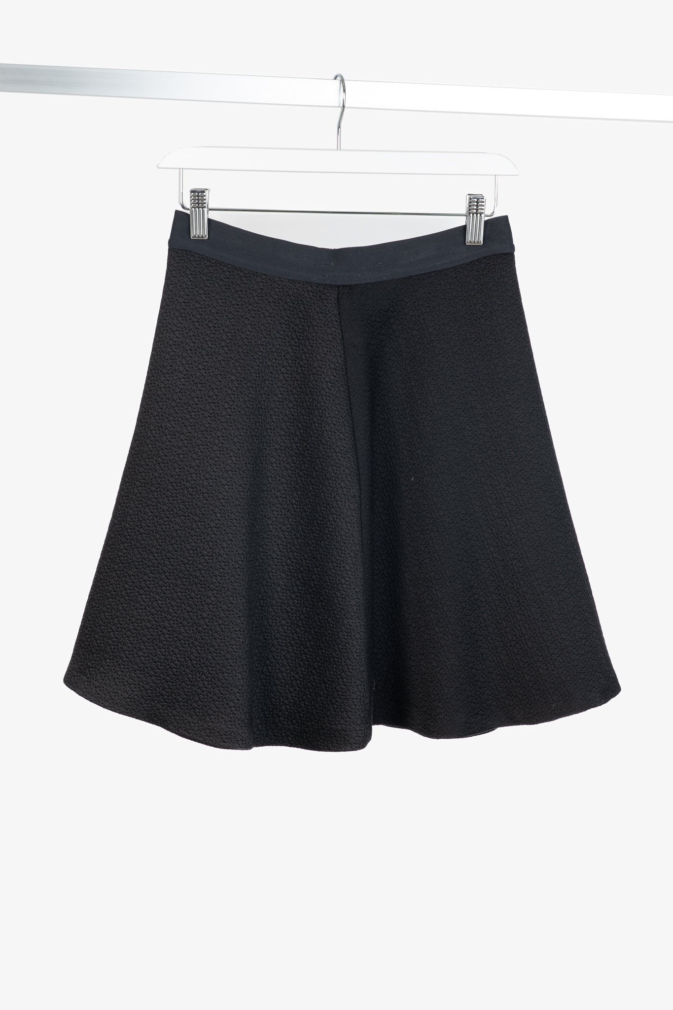 Sandro Black Textured-Satin A-Line Mini Skirt