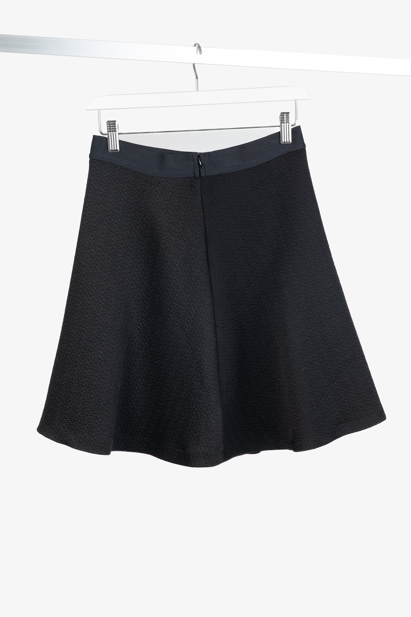 Sandro Black Textured-Satin A-Line Mini Skirt