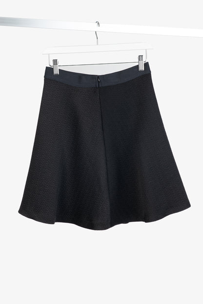 Sandro Black Textured-Satin A-Line Mini Skirt