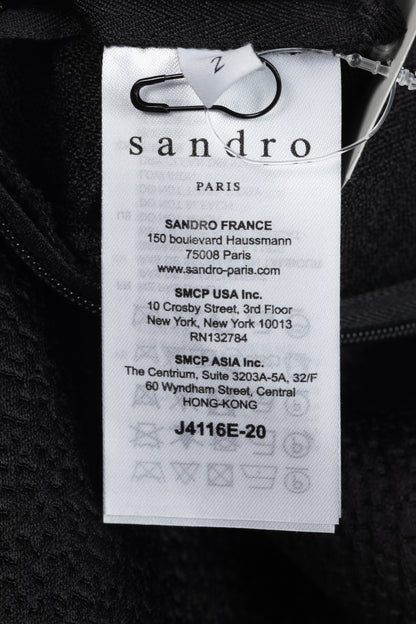 Sandro Black Textured-Satin A-Line Mini Skirt
