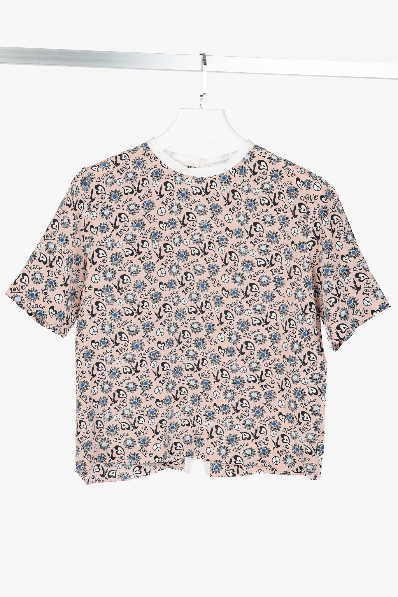Sandro Estela Pink Floral Silk Crepe Tee