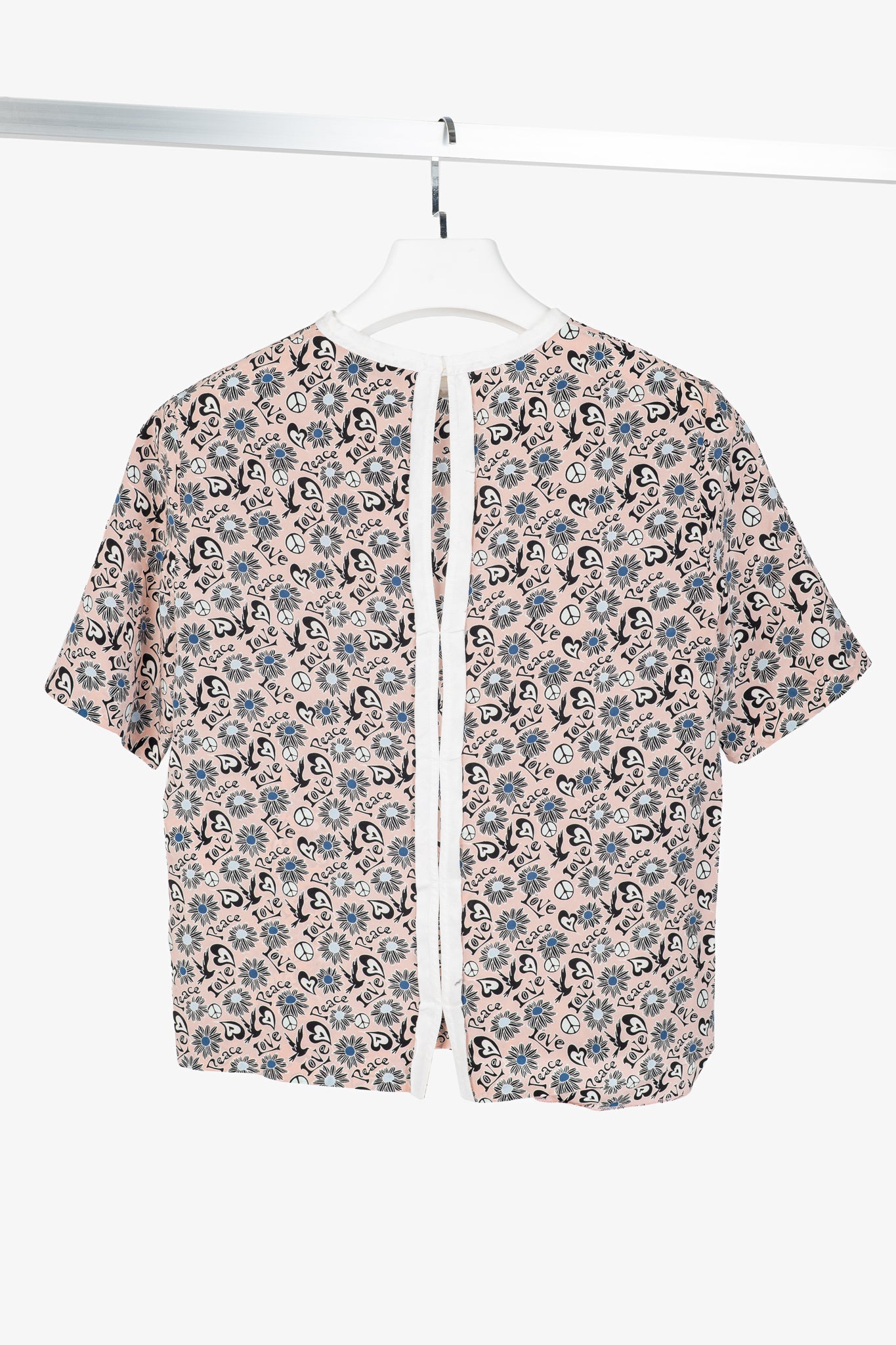 Sandro Estela Pink Floral Silk Crepe Tee