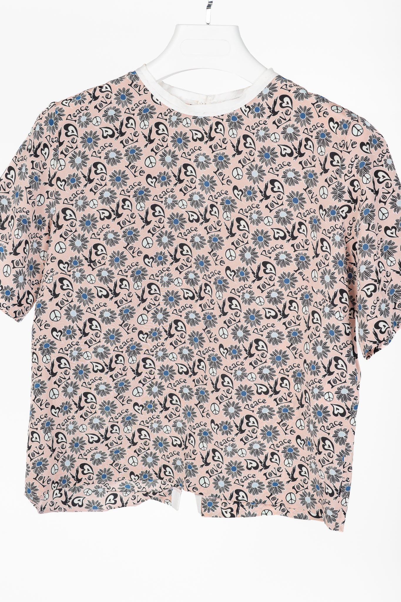 Sandro Estela Pink Floral Silk Crepe Tee