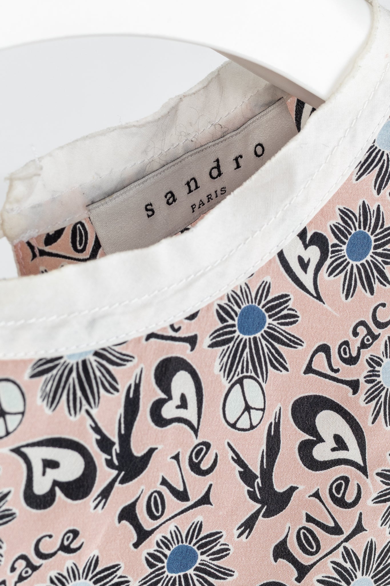 Sandro Estela Pink Floral Silk Crepe Tee