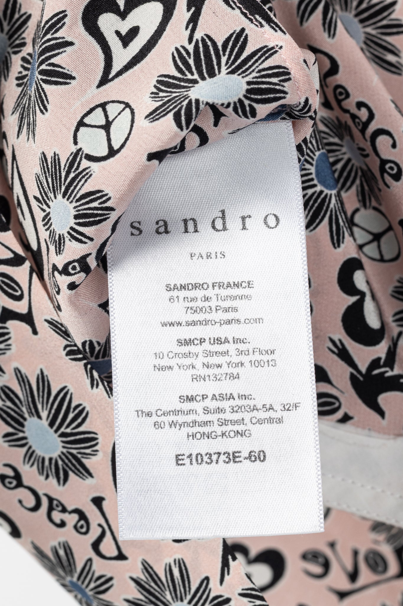 Sandro Estela Pink Floral Silk Crepe Tee