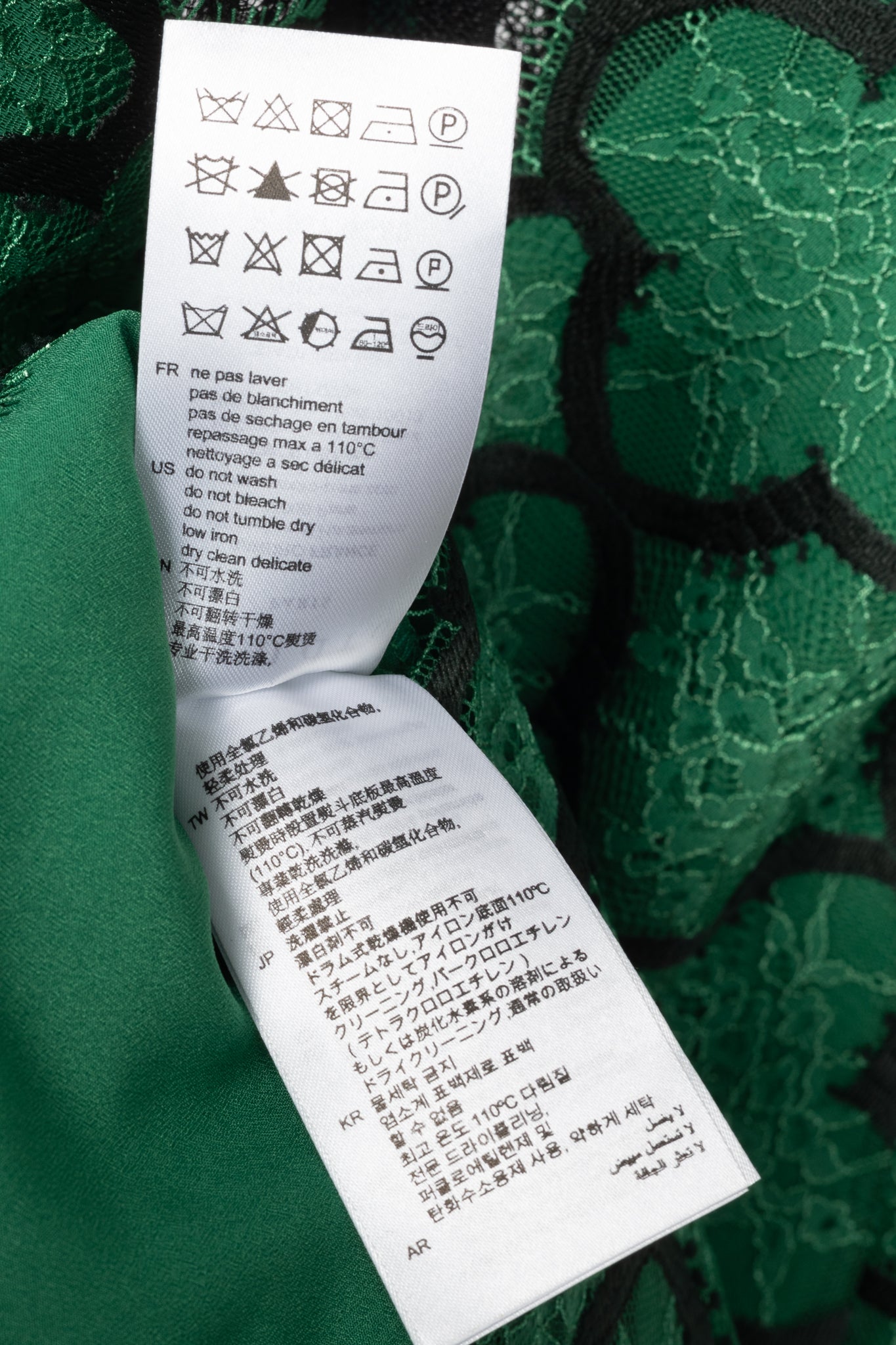 Sandro Ritta Green Contrast-Panel Floral-Lace Tie-Neck Dress