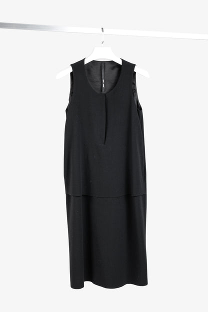 Sarah Lanzi AW/16 Minimalist Black Layered Sleeveless Dress