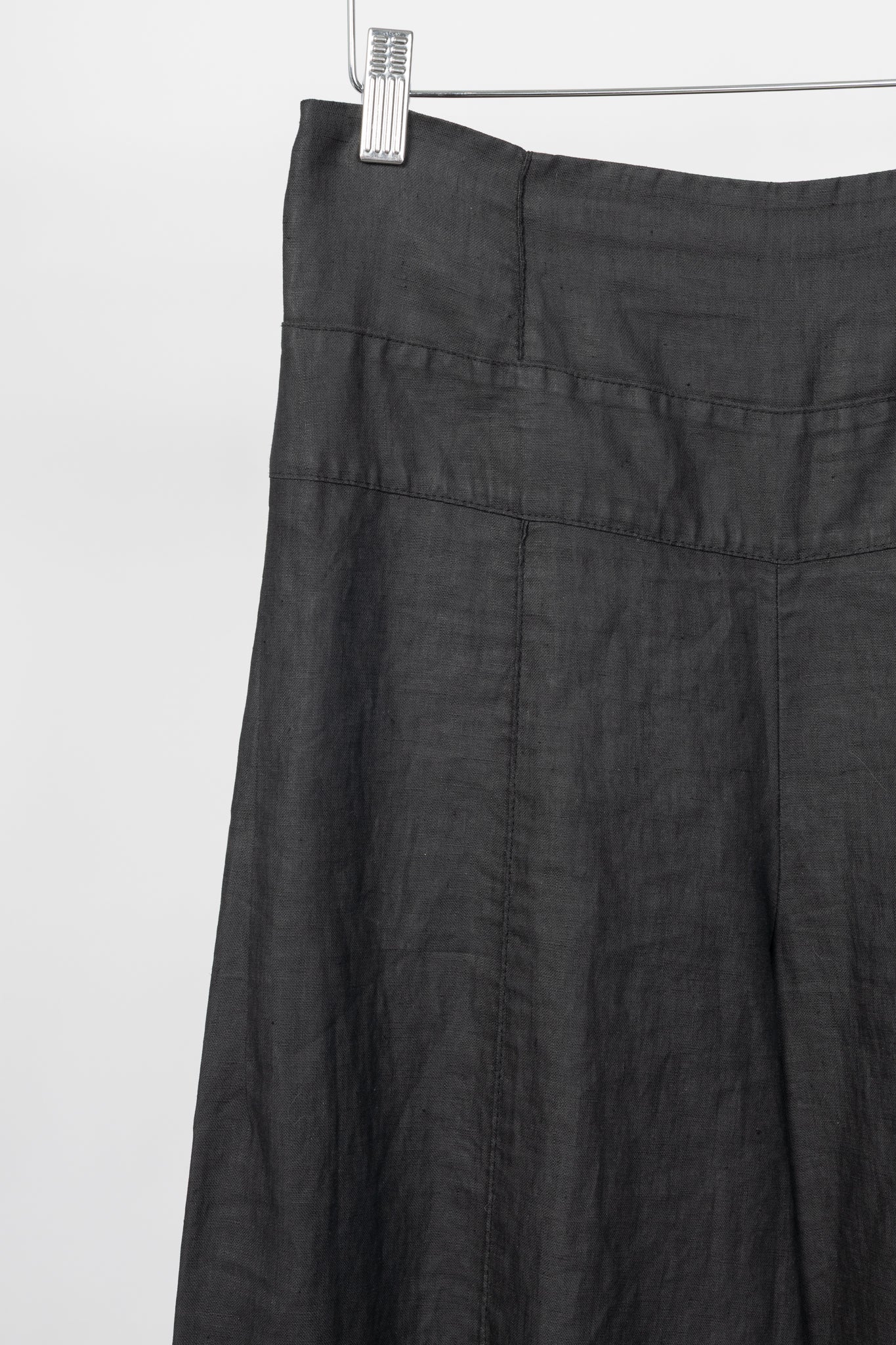 Sarah Pacini Charcoal Coated-Linen Wide-Leg Pants